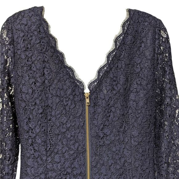 ADRIANNA PAPELL Navy BLUE Lace Column Dress 12 - Picture 8 of 11